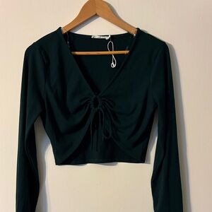 Chic Black Long Sleeve Crop Top